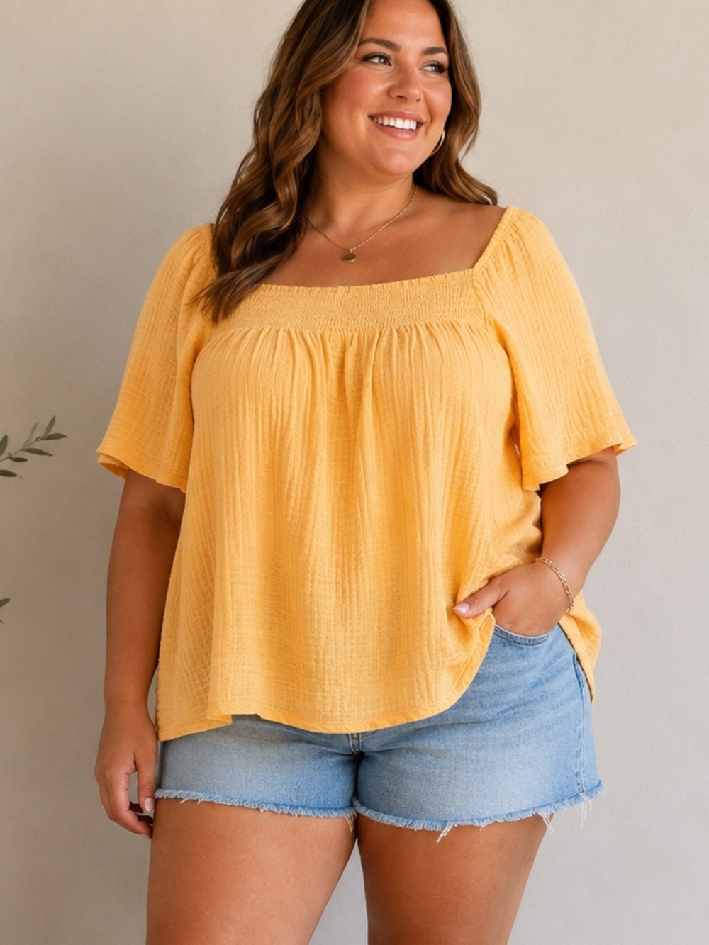 Joyspun Women's Puff Sleeve Gauze Top